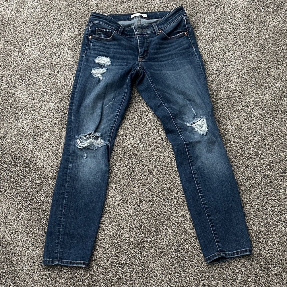 Distressed Women's Curvy Skinny Fit Jeans - Loft - 00/24